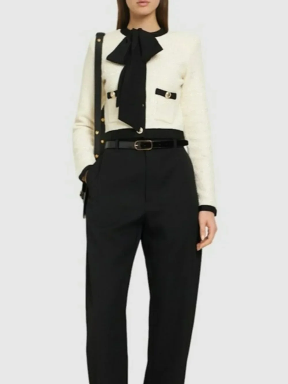 Self-portrait Sequined cotton blend bow cardigan With matching Mini Skirt - Picture 3 of 16